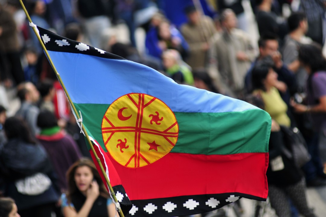Bandera mapuche, creada en 1992.